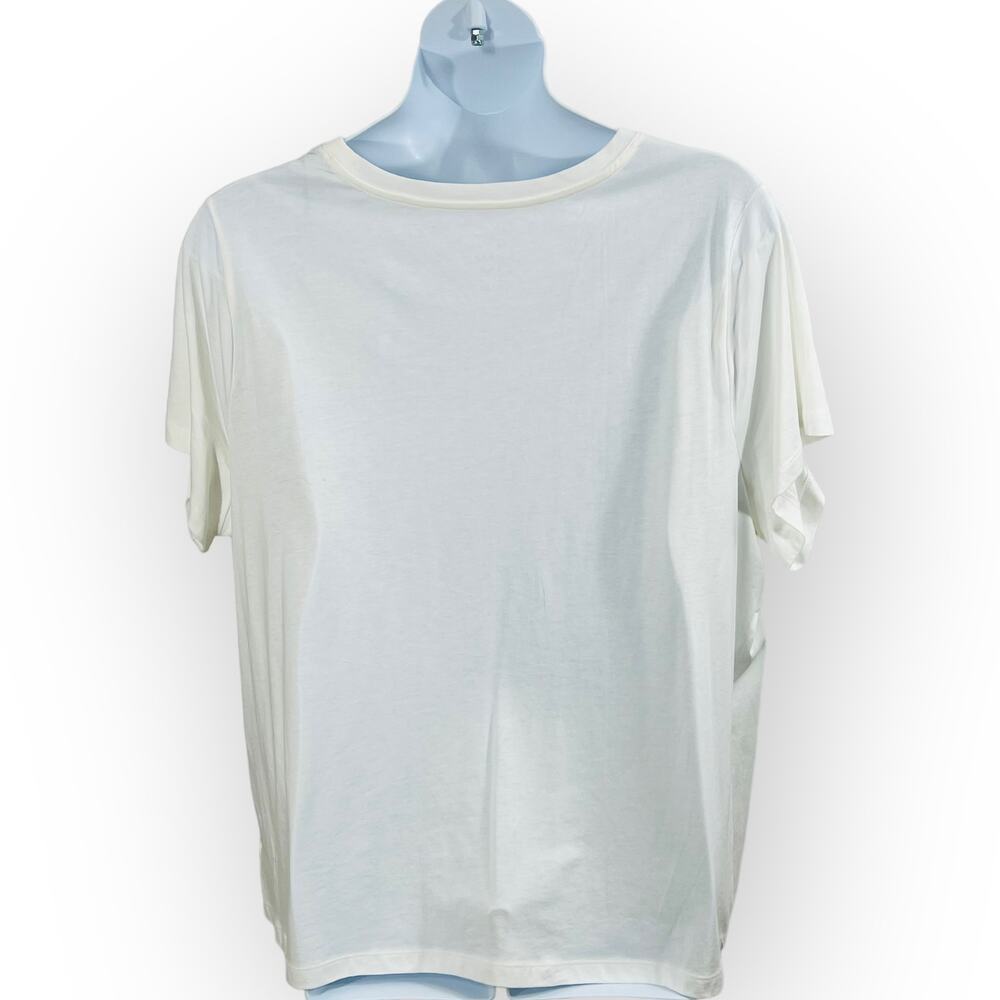 A New Day White V Neck T Shirt Size 3X Plus Cotton Short Sleeve Relaxed Fit NWT - Picture 3 of 9